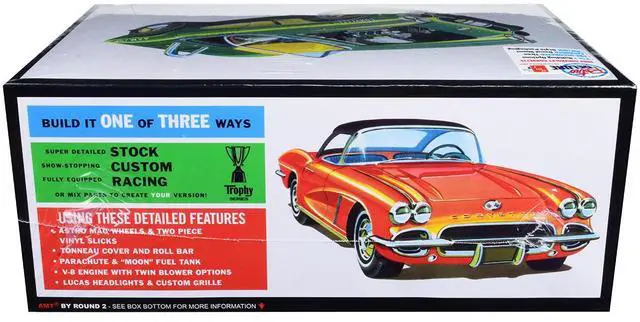 Alt view image 11 of 13 - Skill 2 Model Kit 1962 Chevrolet Corvette 3 in 1 Kit 1/25 Scale Model by AMT