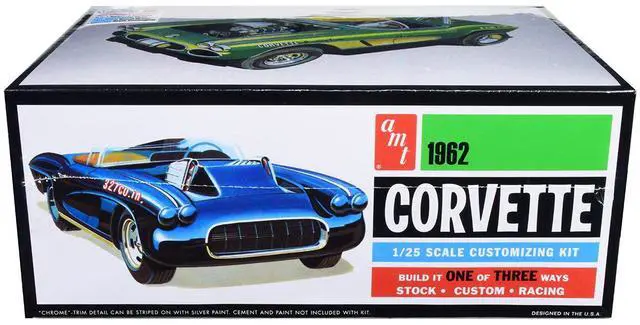 Alt view image 12 of 13 - Skill 2 Model Kit 1962 Chevrolet Corvette 3 in 1 Kit 1/25 Scale Model by AMT