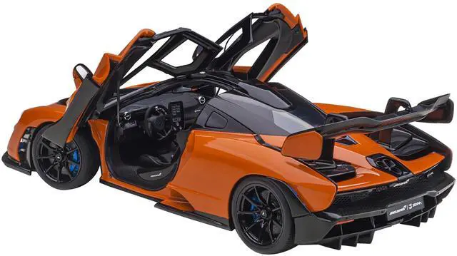 Alt view image 12 of 14 - Mclaren Senna Trophy Mira Orange and Black with Carbon Accents 1/18 Model Car by Autoart