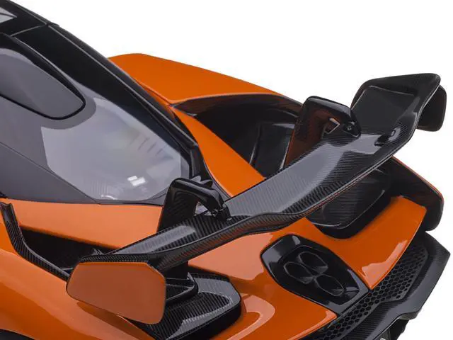 Alt view image 13 of 14 - Mclaren Senna Trophy Mira Orange and Black with Carbon Accents 1/18 Model Car by Autoart