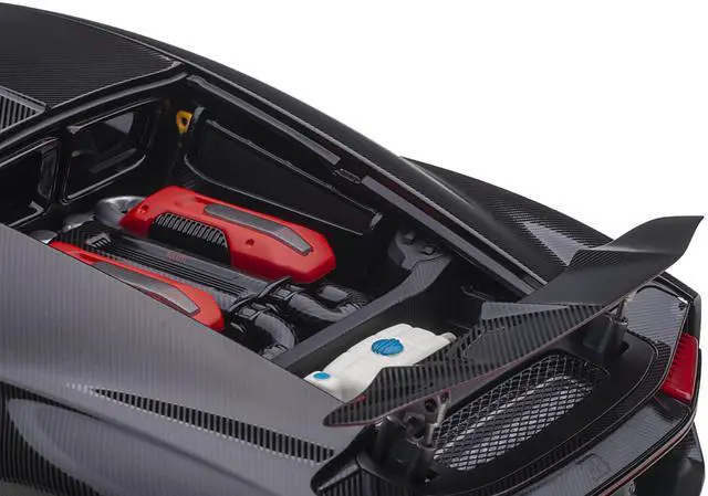 Alt view image 12 of 14 - 2019 Bugatti Chiron Sport Italian Red and Carbon Black 1/18 Model Car by Autoart