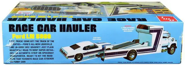 Alt view image 10 of 12 - Skill 3 Model Kit Ford LN 8000 Race Car Hauler Louisville Line 1/25 Scale Model by AMT