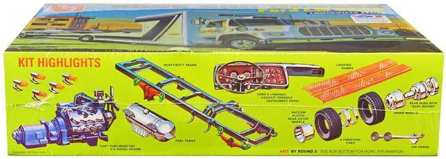 Alt view image 11 of 12 - Skill 3 Model Kit Ford LN 8000 Race Car Hauler Louisville Line 1/25 Scale Model by AMT
