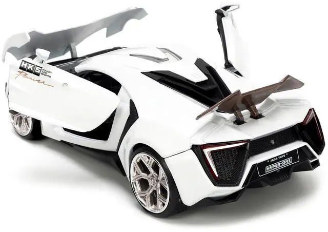 Alt view image 14 of 16 - Lykan Hypersport White with Bronze Metallic Rear Spoiler "HKS" "Hyper-Spec" Series 1/24 Diecast Model Car by Jada