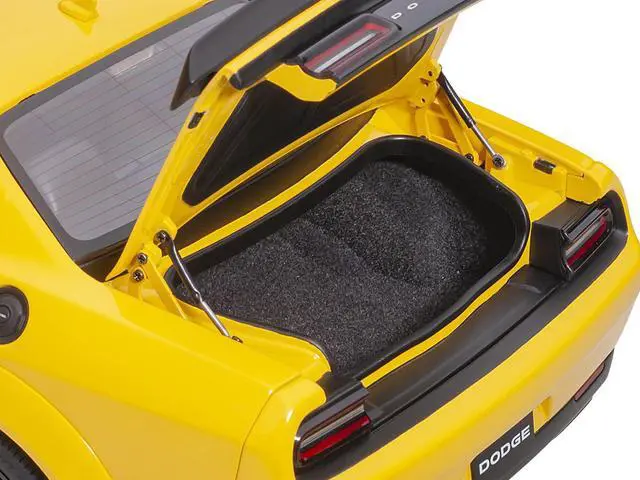 Alt view image 12 of 13 - Dodge Challenger SRT Hellcat Widebody Yellow Jacket with Satin Black Hood 1/18 Model Car by Autoart