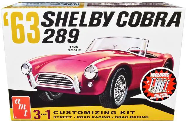 Alt view image 11 of 13 - Skill 2 Model Kit 1963 Shelby Cobra 289 3 in 1 Kit 1/25 Scale Model by AMT