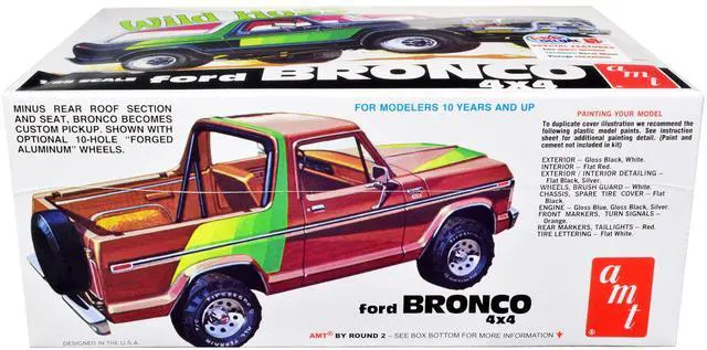 Alt view image 10 of 12 - Skill 2 Model Kit Ford Bronco 4X4 "Wild Hoss" 1/25 Scale Model by AMT