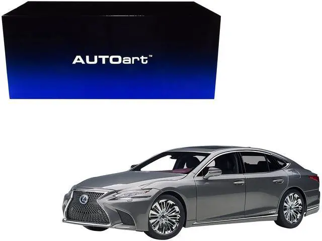 Alt view image 17 of 17 - Lexus LS500h Manganese Luster Gray Metallic with Crimson and Black Interior 1/18 Model Car by Autoart