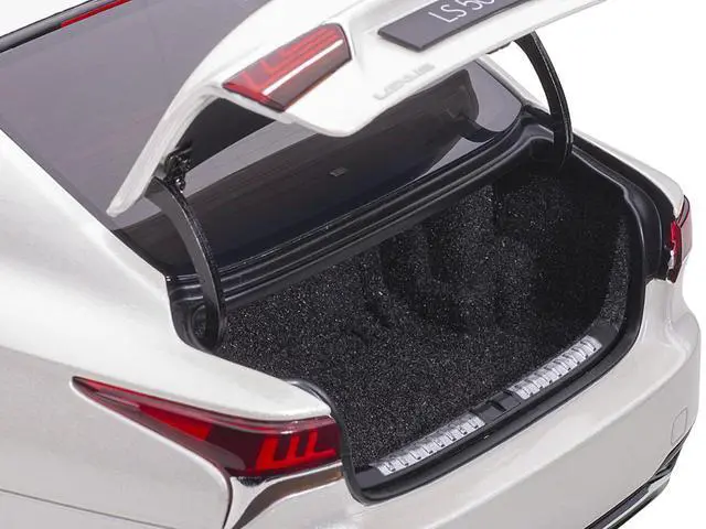 Alt view image 15 of 15 - Lexus LS500h Sonic White Metallic with Crimson and Black Interior 1/18 Model Car by Autoart