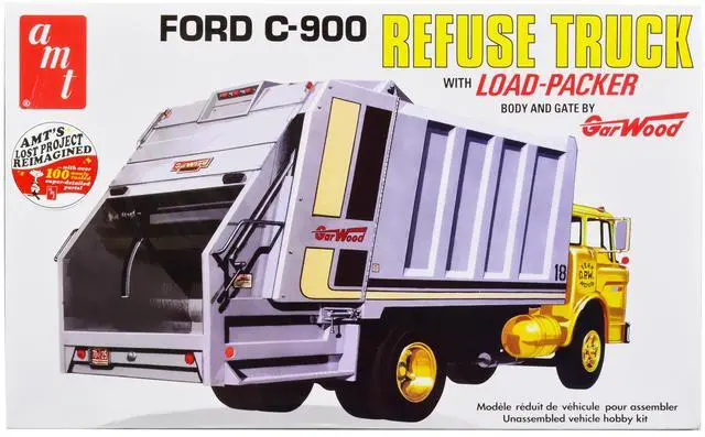 Alt view image 11 of 12 - Skill 3 Model Kit Ford C-900 GarWood Refuse Garbage Truck with Load-Packer 1/25 Scale Model by AMT