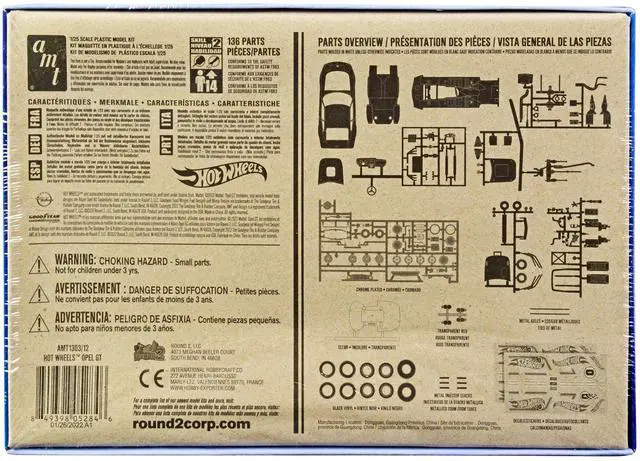 Alt view image 12 of 12 - Skill 2 Model Kit Hot Wheels Opel GT 3-in-1 Kit 1/25 Scale Model by AMT
