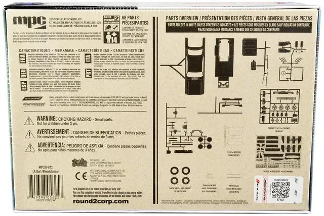 Alt view image 8 of 8 - Skill 2 Model Kit Bill Shrewsberry's L.A. Dart Wheelstander Drag Car "Legends of the Quarter Mile" 1/25 Scale Model Car by MPC