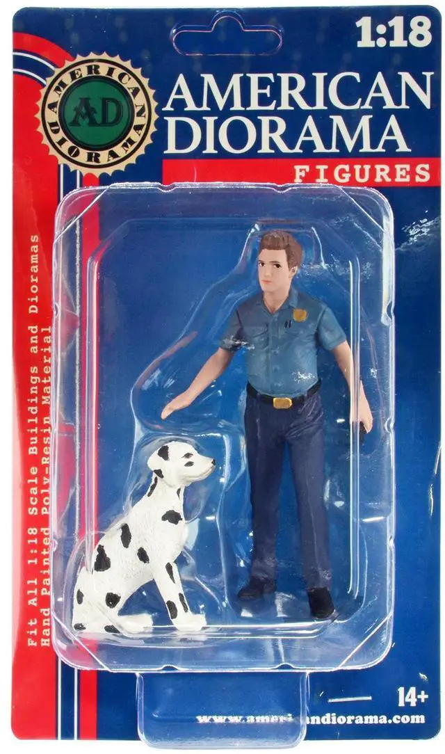 Alt view image 6 of 8 - "Firefighters" Fire Dog Training Figures (Trainer and Dog) for 1/18 Scale Models by American Diorama