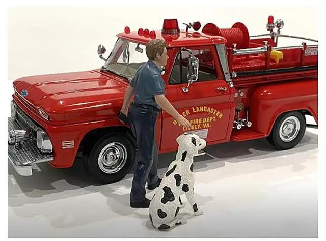 Alt view image 6 of 7 - "Firefighters" Fire Dog Training Figures (Trainer and Dog) for 1/24 Scale Models by American Diorama