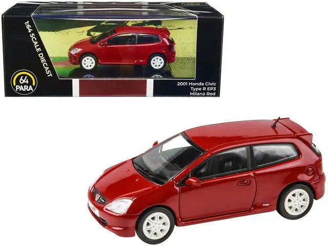 Alt view image 4 of 7 - 2001 Honda Civic Type R EP3 Milano Red 1/64 Diecast Model Car by Paragon Models