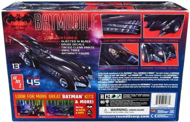 Alt view image 8 of 8 - Skill 2 Model Kit Batmobile "Batman & Robin" (1997) Movie 1/25 Scale Model by AMT