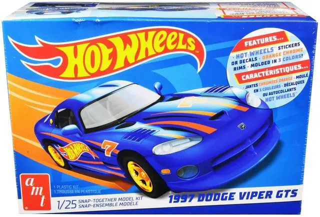 Alt view image 7 of 8 - Skill 1 Snap Model Kit 1997 Dodge Viper GTS "Hot Wheels" 1/25 Scale Model by AMT