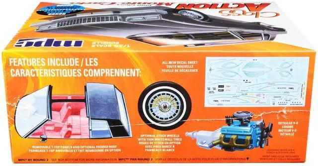 Alt view image 8 of 10 - Skill 2 Model Kit 1980 Chevrolet Monte Carlo "Class Action" With Motorcycle And Trailer (Skill 2) 1/25 Scale Model Car By Mpc