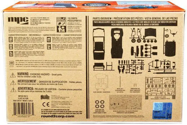 Alt view image 10 of 10 - Skill 2 Model Kit 1980 Chevrolet Monte Carlo "Class Action" With Motorcycle And Trailer (Skill 2) 1/25 Scale Model Car By Mpc
