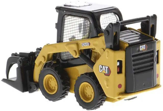 Alt view image 8 of 11 - CAT Caterpillar 242D3 Wheeled Skid Steer Loader w/Work Tools and Operator Yellow 1/50 Diecast Model made by Diecast Masters
