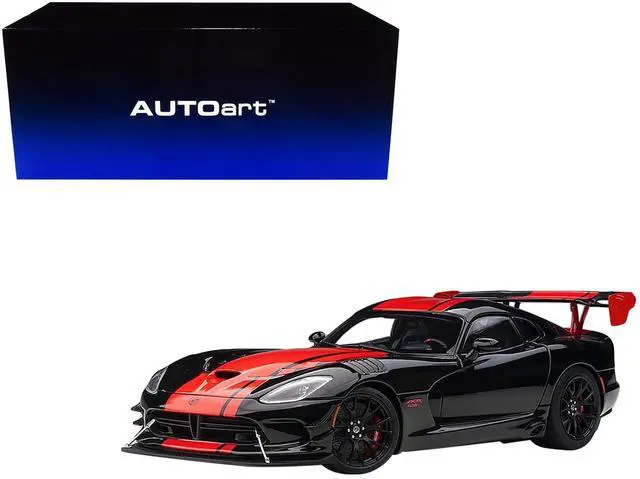 Alt view image 6 of 6 - 2017 Dodge Viper 1:28 Edition ACR Black with Red Stripes 1/18 Model Car by Autoart
