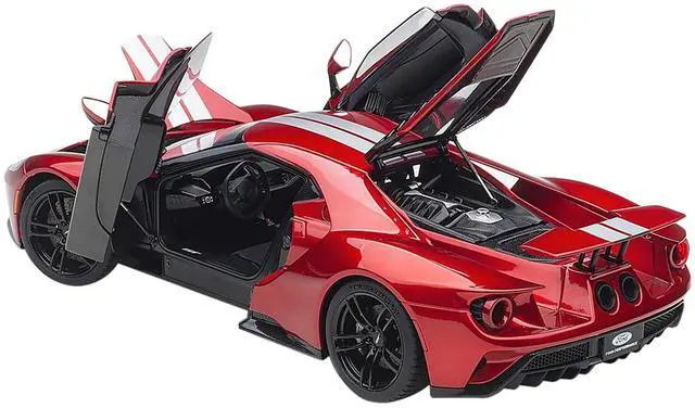 Alt view image 5 of 7 - 2017 Ford GT Liquid Red with Silver Stripes 1/18 Model Car by Autoart