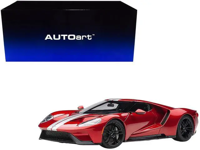 Alt view image 6 of 7 - 2017 Ford GT Liquid Red with Silver Stripes 1/18 Model Car by Autoart
