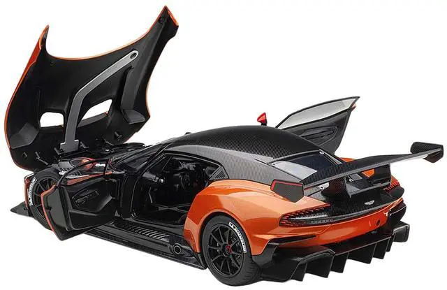 Alt view image 5 of 7 - Aston Martin Vulcan Madagascar Orange with Carbon Top 1/18 Model Car by Autoart