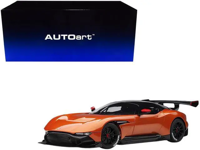Alt view image 6 of 7 - Aston Martin Vulcan Madagascar Orange with Carbon Top 1/18 Model Car by Autoart