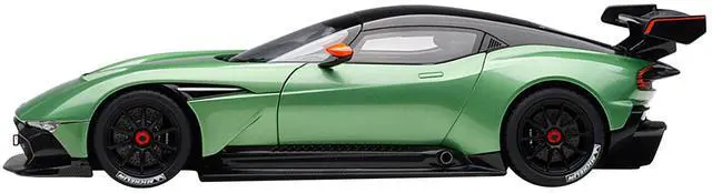 Alt view image 7 of 7 - Aston Martin Vulcan Apple Tree Green Metallic with Orange Accents and Carbon Top 1/18 Model Car by Autoart