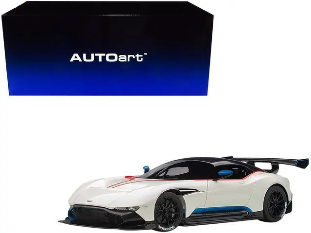 Alt view image 5 of 5 - Aston Martin Vulcan Stratus White with Red and Blue Stripes 1/18 Model Car by Autoart