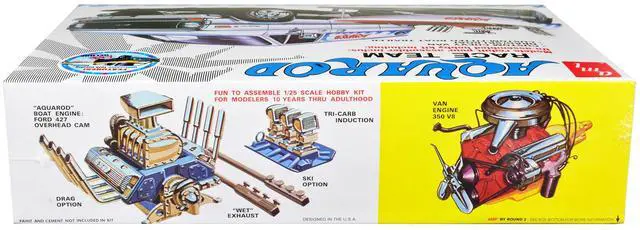 Alt view image 5 of 8 - Skill 2 Model Kit Chevrolet Custom Van with Drag/Ski Boat and Trailer "Aqua Rod Race Team" 1/25 Scale Model by AMT