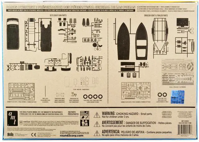 Alt view image 8 of 8 - Skill 2 Model Kit Chevrolet Custom Van with Drag/Ski Boat and Trailer "Aqua Rod Race Team" 1/25 Scale Model by AMT