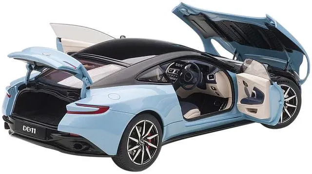 Alt view image 6 of 6 - Aston Martin DB11 Q Frosted Glas Blue with Black Top 1/18 Model Car by Autoart