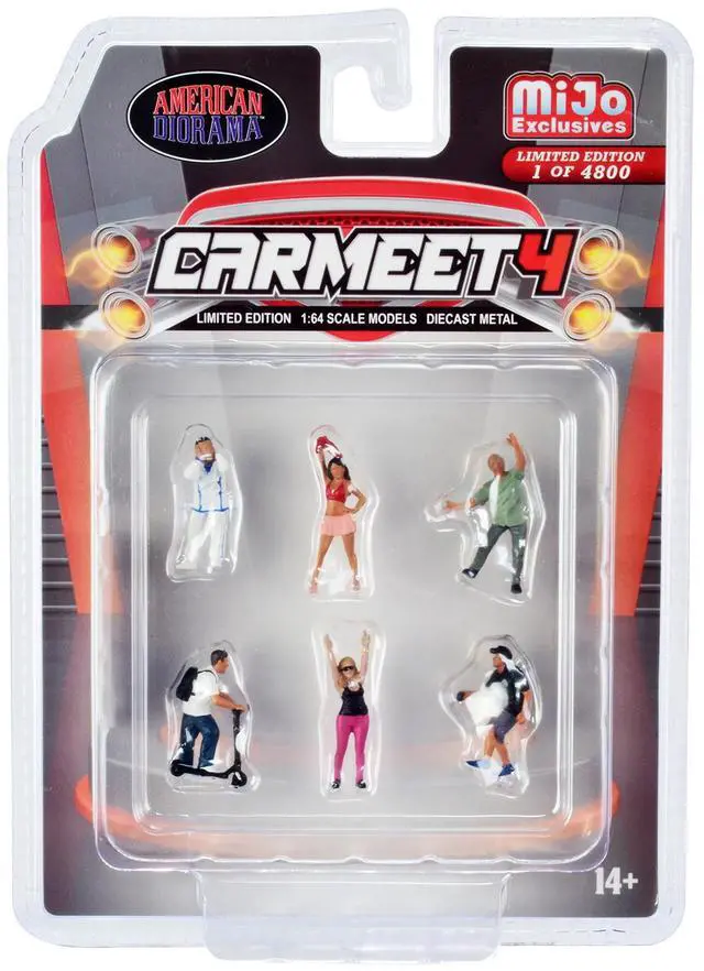 Alt view image 5 of 6 - "Car Meet 4" 6 piece Diecast Figure Set for 1/64 Scale Models by American Diorama