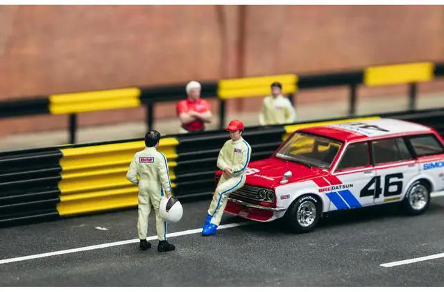 Alt view image 7 of 7 - "Race Drivers" 4 Piece Diecast Figure Set "BRE" for 1/64 Scale Models by Tarmac Works & American Diorama