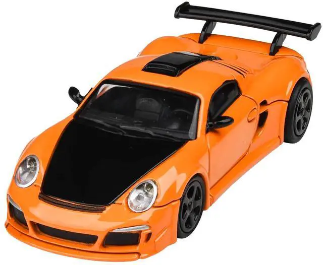 Alt view image 2 of 8 - 2012 RUF CTR3 Clubsport Orange with Black Hood 1/64 Diecast Model Car by Paragon Models