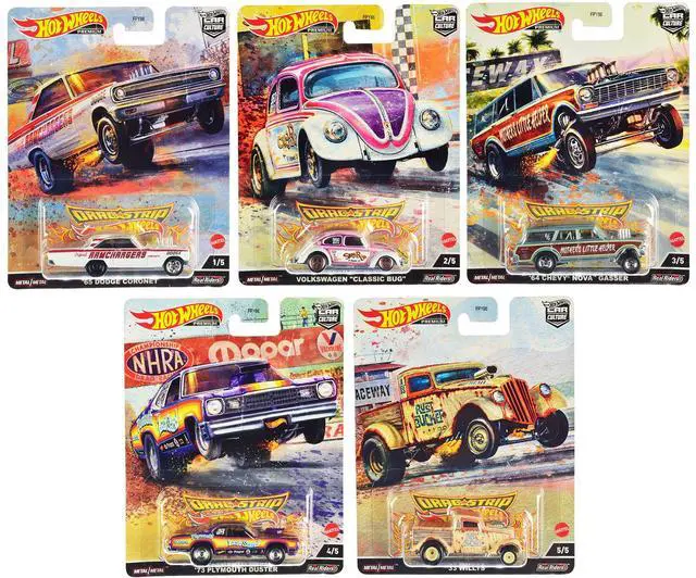Alt view image 7 of 7 - "Drag Strip" 5 piece Set "Car Culture" Series Diecast Model Cars by Hot Wheels