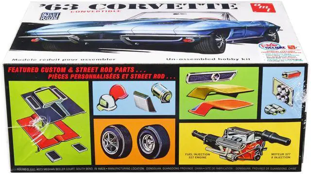 Alt view image 5 of 8 - Skill 2 Model Kit 1963 Chevrolet Corvette Convertible 3-in-1 Kit 1/25 Scale Model by AMT
