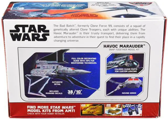 Alt view image 8 of 8 - Skill 2 Model Kit Havoc Marauder Space Ship "Star Wars: The Bad Batch" (2021-Current) TV Series 1/144 Scale Model by AMT