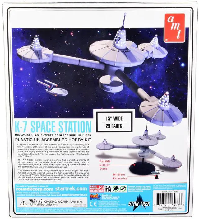 Alt view image 6 of 8 - Skill 2 Model Kit K-7 Space Station "Star Trek" (1966-1969) TV Series 1/7600 Scale Model by AMT