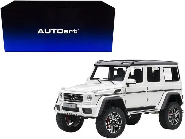 Alt view image 6 of 9 - Mercedes Benz G500 4X4 2 Gloss White 1/18 Model Car by Autoart