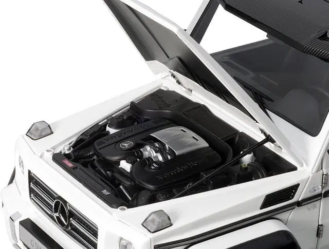 Alt view image 8 of 9 - Mercedes Benz G500 4X4 2 Gloss White 1/18 Model Car by Autoart
