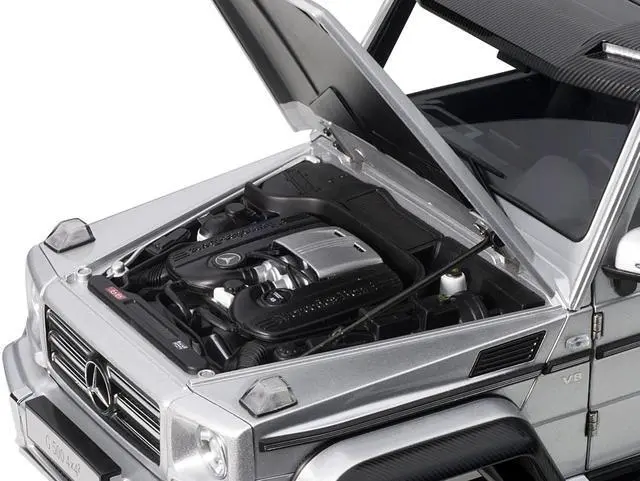 Alt view image 7 of 9 - Mercedes Benz G500 4X4 2 Silver 1/18 Model Car by Autoart