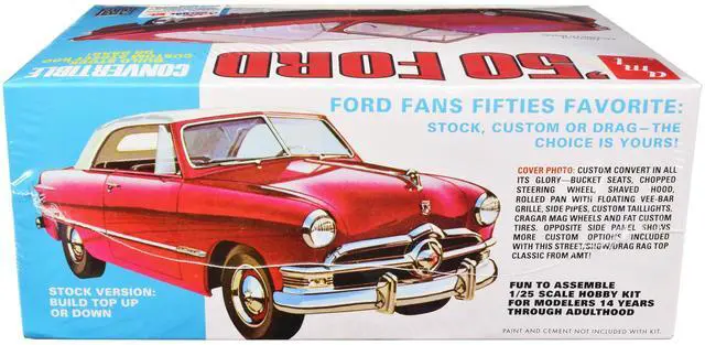 Alt view image 5 of 8 - Skill 2 Model Kit 1950 Ford Convertible "Street Rods" 3-in-1 Kit 1/25 Scale Model by AMT