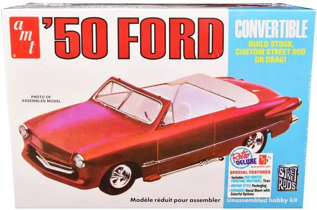 Alt view image 7 of 8 - Skill 2 Model Kit 1950 Ford Convertible "Street Rods" 3-in-1 Kit 1/25 Scale Model by AMT