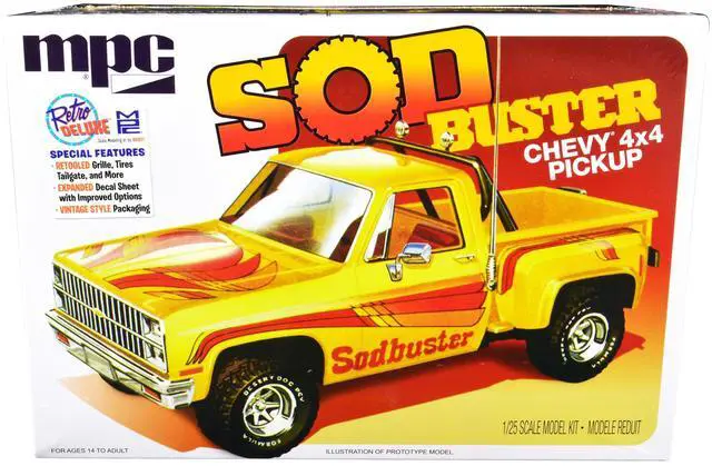 Alt view image 7 of 8 - Skill 2 Model Kit 1981 Chevrolet 4x4 Stepside Pickup Truck "Sod Buster" 1/25 Scale Model by MPC