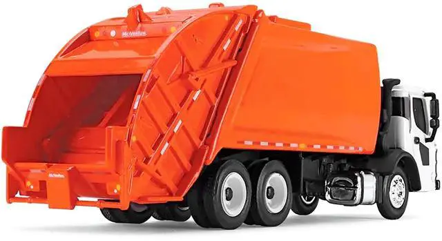 Alt view image 4 of 5 - Mack LR with McNeilus Rear Load Refuse Body Orange and White 1/87 (HO) Diecast Model by First Gear