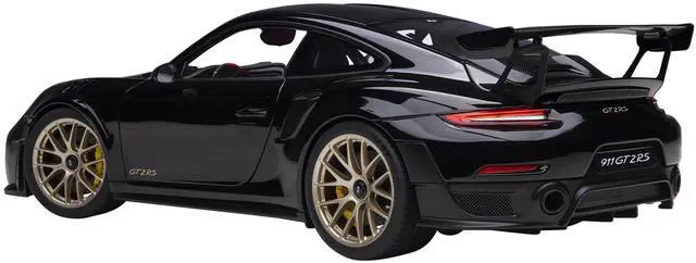 Alt view image 8 of 11 - Porsche 911 (991.2) GT2 RS Weissach Package Black with Carbon Stripes 1/18 Model Car by Autoart