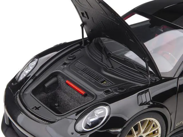 Alt view image 10 of 11 - Porsche 911 (991.2) GT2 RS Weissach Package Black with Carbon Stripes 1/18 Model Car by Autoart